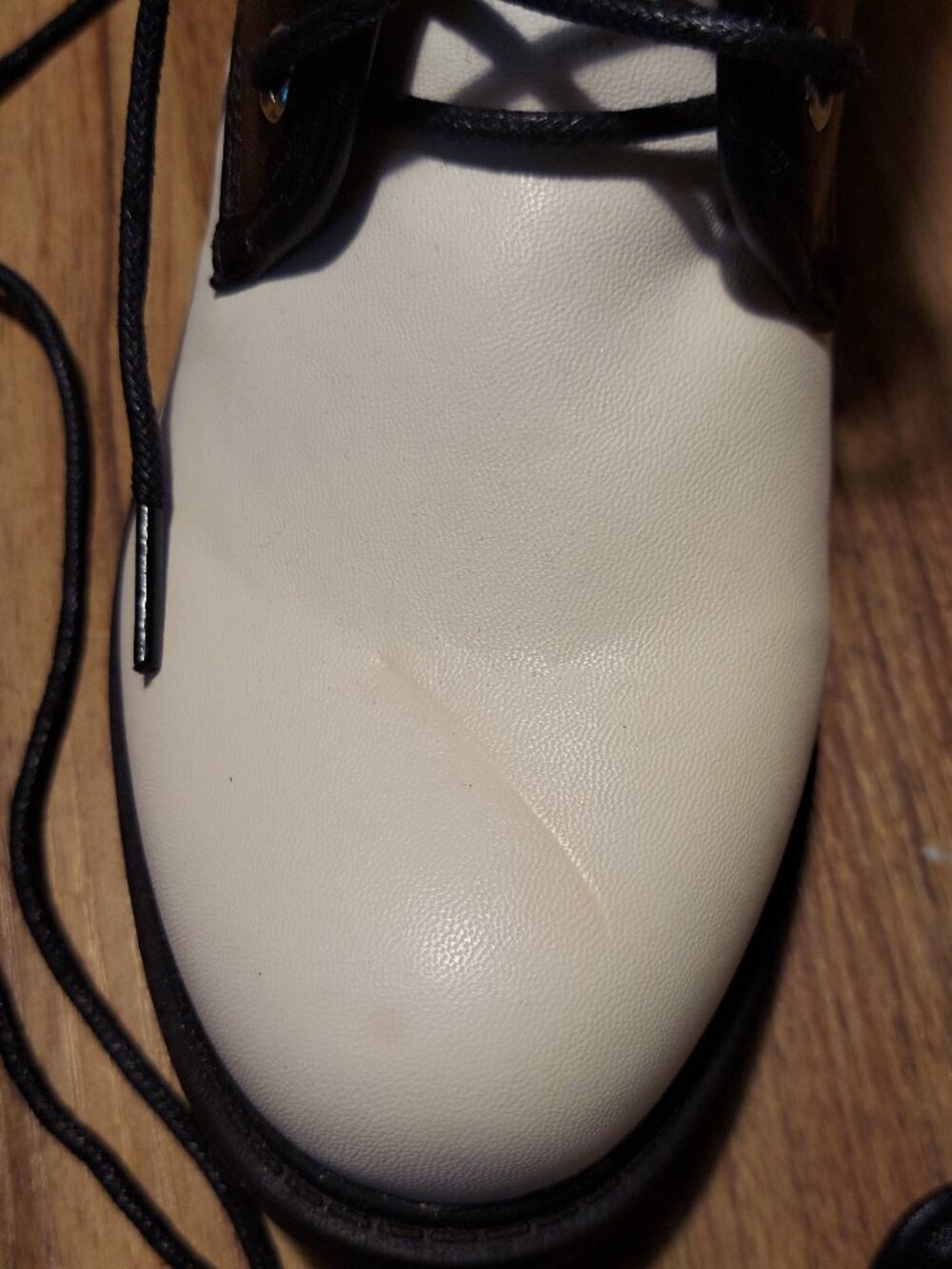 Black and White Lace Up Combat Boots - Picture 7 of 9